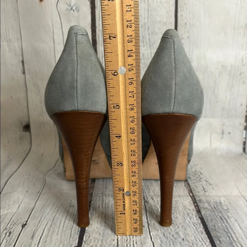 Pour la Victoire Gray Suede Platform Pumps